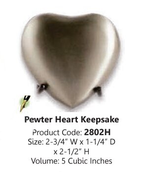 Pewter Heart Keepsake Urn