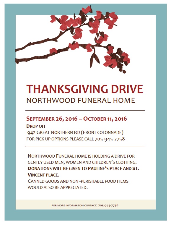 Thanksgiving Drive September 26, 2016 - October 11, 2016